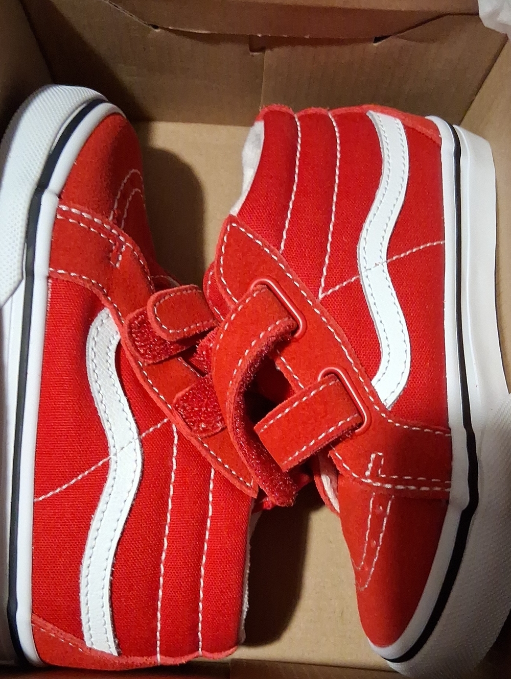 Vans Kids Red High-Top Velcro Canvas Sneakers 9.0 Usa Toddler